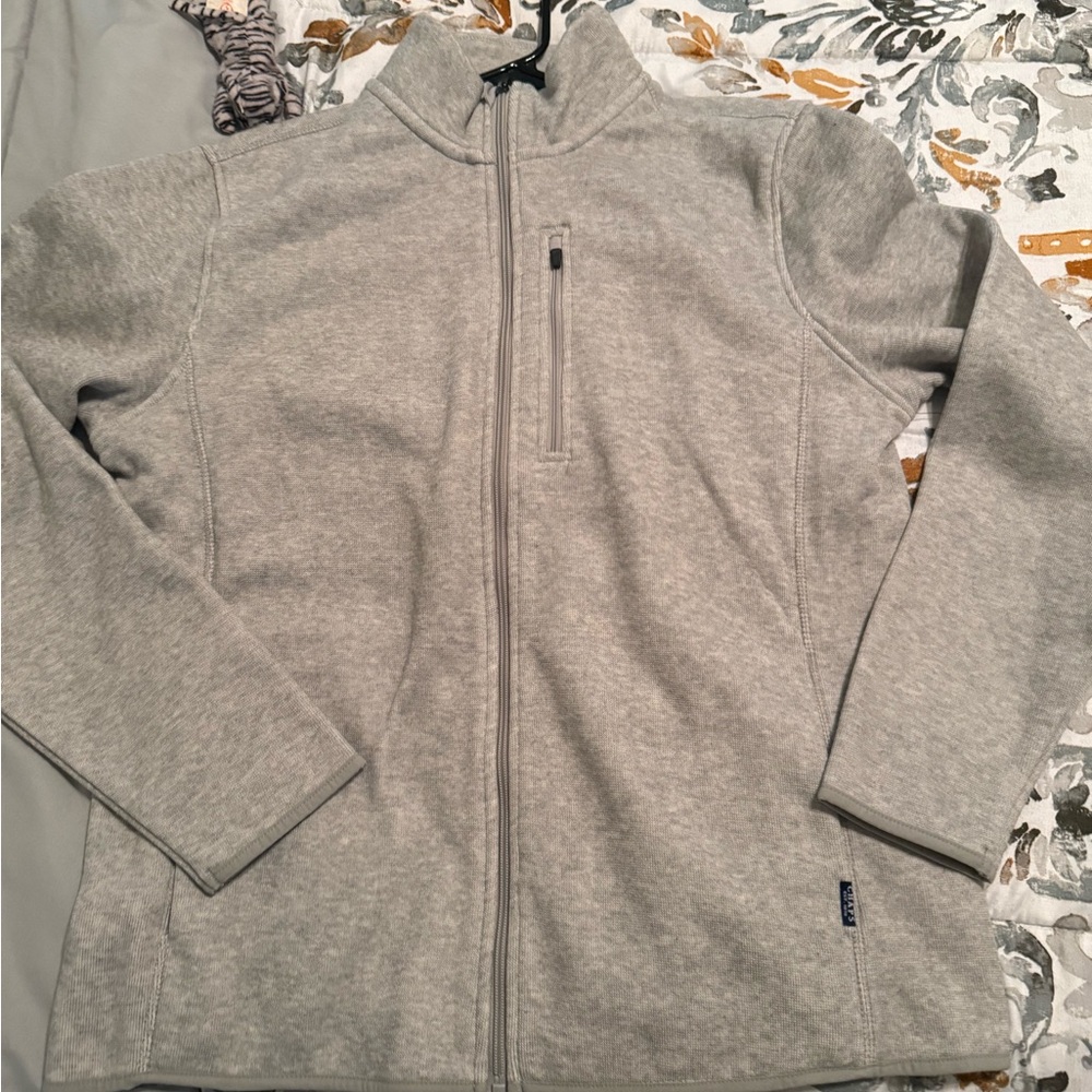 New without tags large Chaps Light Gray full zip bomber style jacket